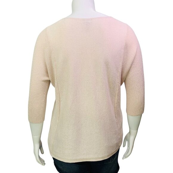 Chicos Easywear Sweater Soft Pink Shimmer Knit 3/4 Sleeve Pullover Size 2 | L - Picture 7 of 11